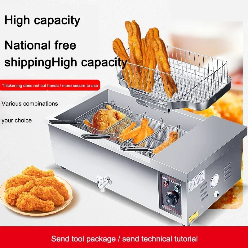 

Commercial large capacity electric fryer for deep frying dough sticks Household electric 3000W deep frying dough balls fully aut