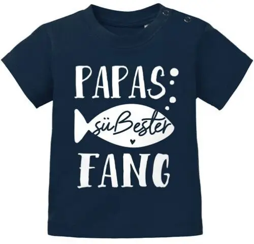 Baby T-Shirt kurzarm Spruch Papas süßester Fang Babygeschenke Baby-Shirt Jungen