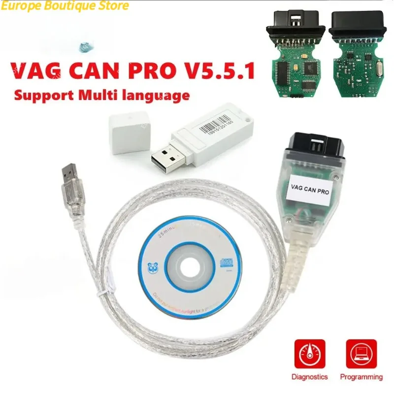 Le plus récent Scanner VCP professionnel VAG CAN PRO V5.5.1, Interface de Diagnostic OBD2 avec Support Dongle multi-voitures Can Bus UDS k-line