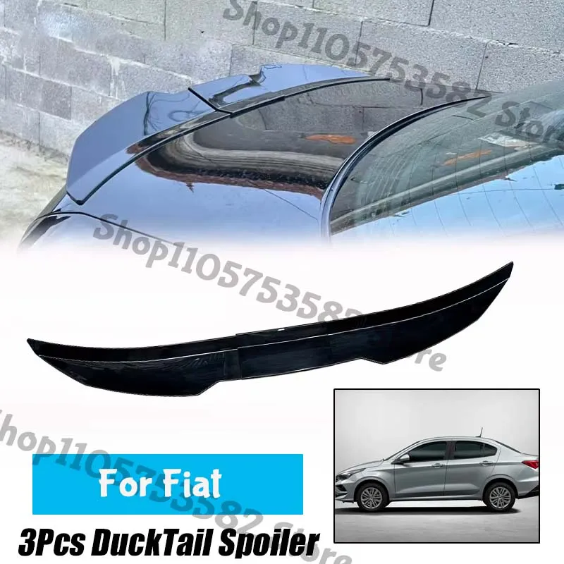 3Pcs Ducktail High Kick Trunk Spoiler For Fiat Universal Rear Boot Wing For Multi Models Car