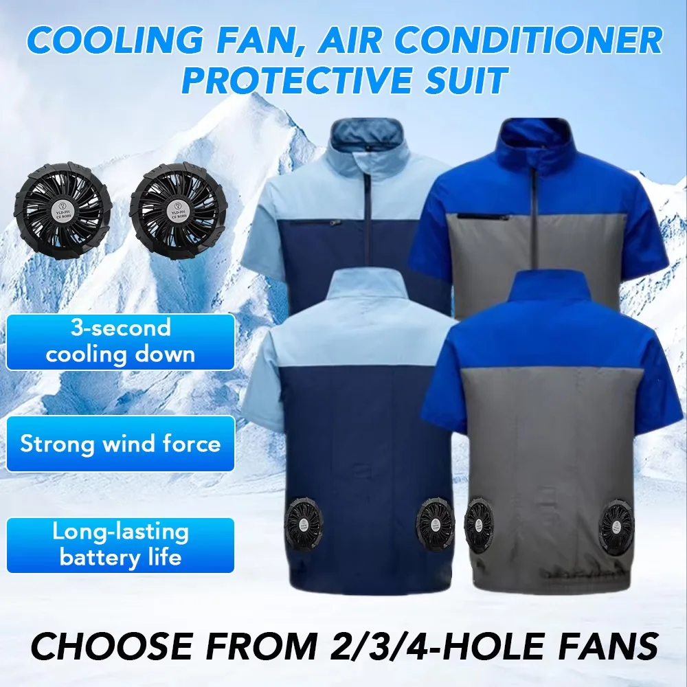 

Summer Intelligent Cooling Air Conditioning Clothes for Men Anti-heat Short-sleeved T-shirt Fan Clothing USB Smart Riding Vests