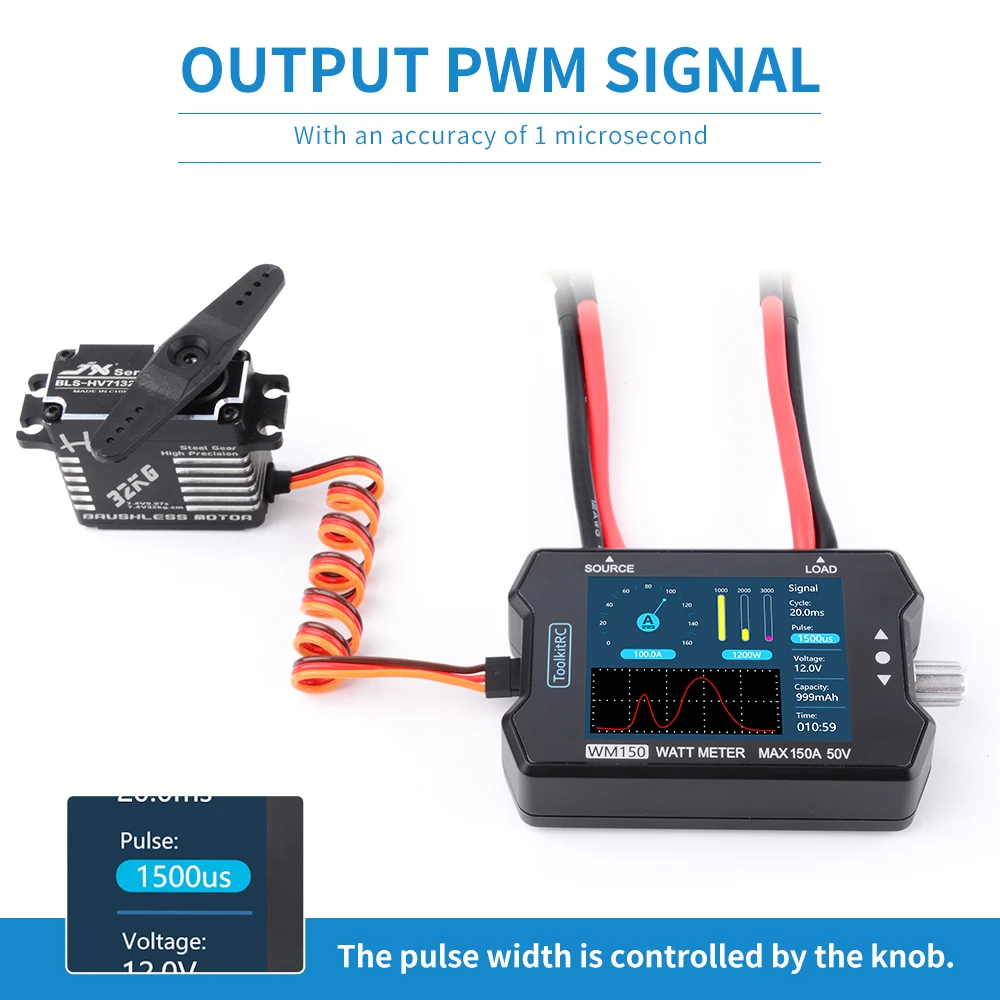 ToolkitRC WM150 150A 50V Watt Meter Power Analyzer LCD Display Power Voltage Current Tester PWM Output for RC FPV Drone