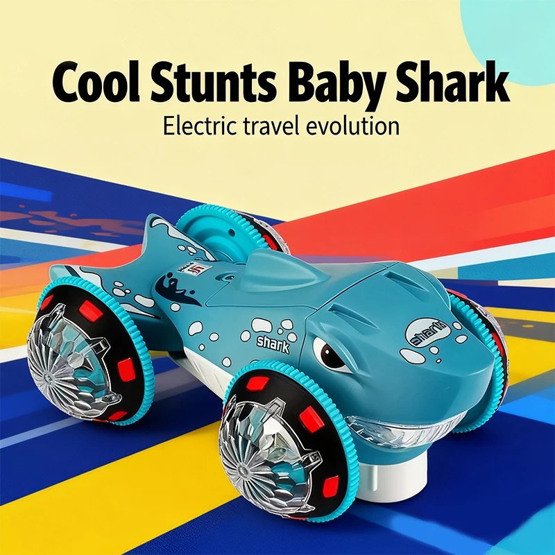 ของเล่นรถยนต์ฉลามเดินได้ไฟฟ้าอเนกประสงค์ พร้อมเอฟเฟกต์พิเศษสุดเท่ เสียงและแสงสีสันสดใส ของขวัญวันหยุดสำหรับเด็ก