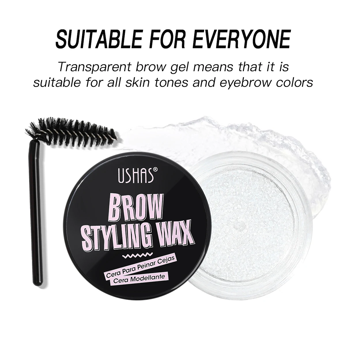 USHAS Transparent Eyebrow Styling Gel Waterproof Quick-drying Eyebrow Styling Wax with Brush Eyebrow Cosmetics MakeUp