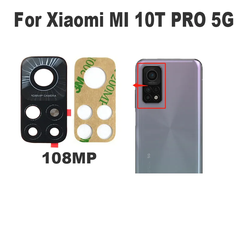 For Xiaomi Mi 10T Pro 5G Back Rear Camera Glass Lens Cover With Glue Sticker Adhesive MI10T