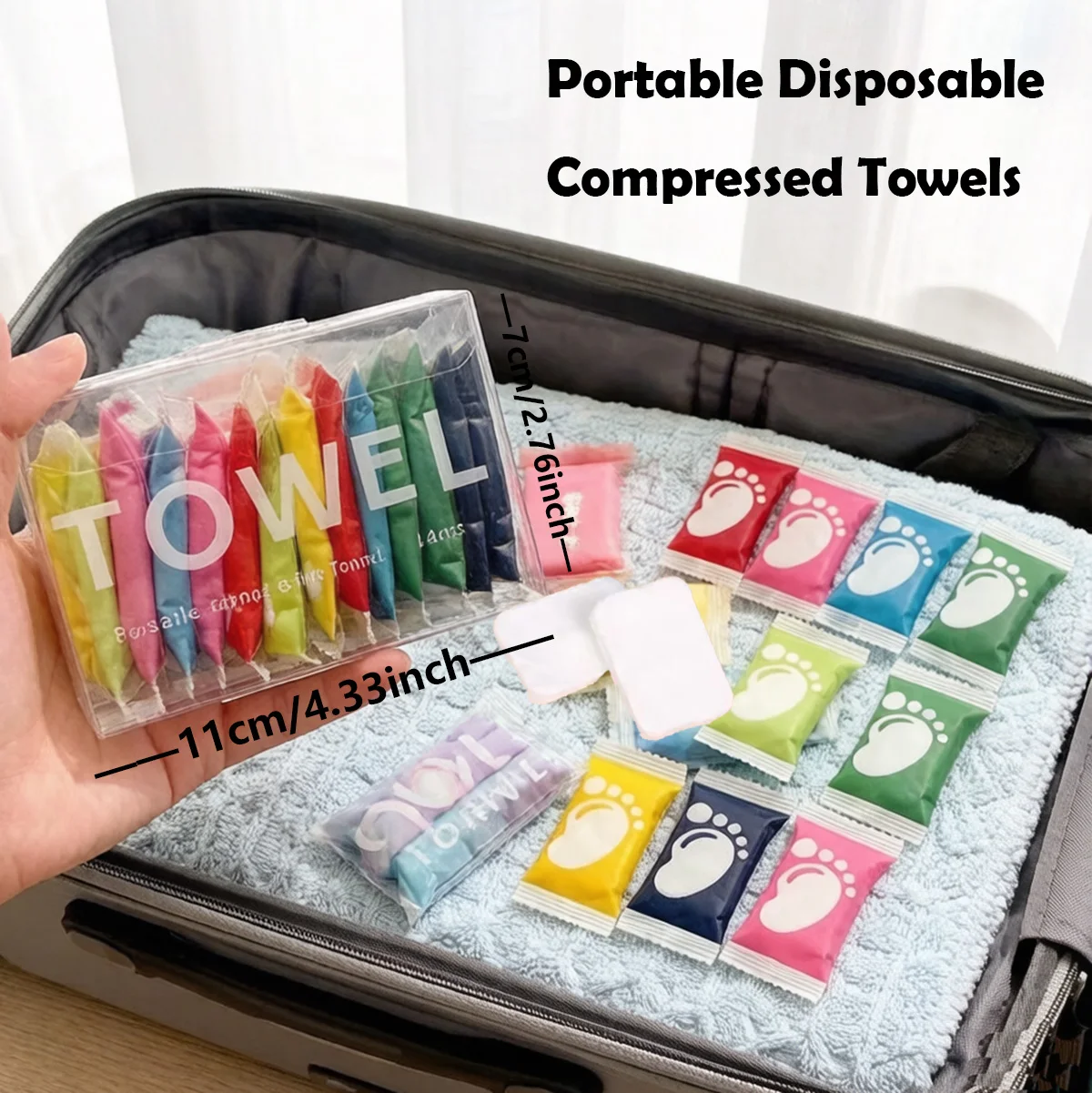 14-Pack Portable Compressed Disposable Towels Thickened Compressed Face Towels, Ideal for Travel and Home Use