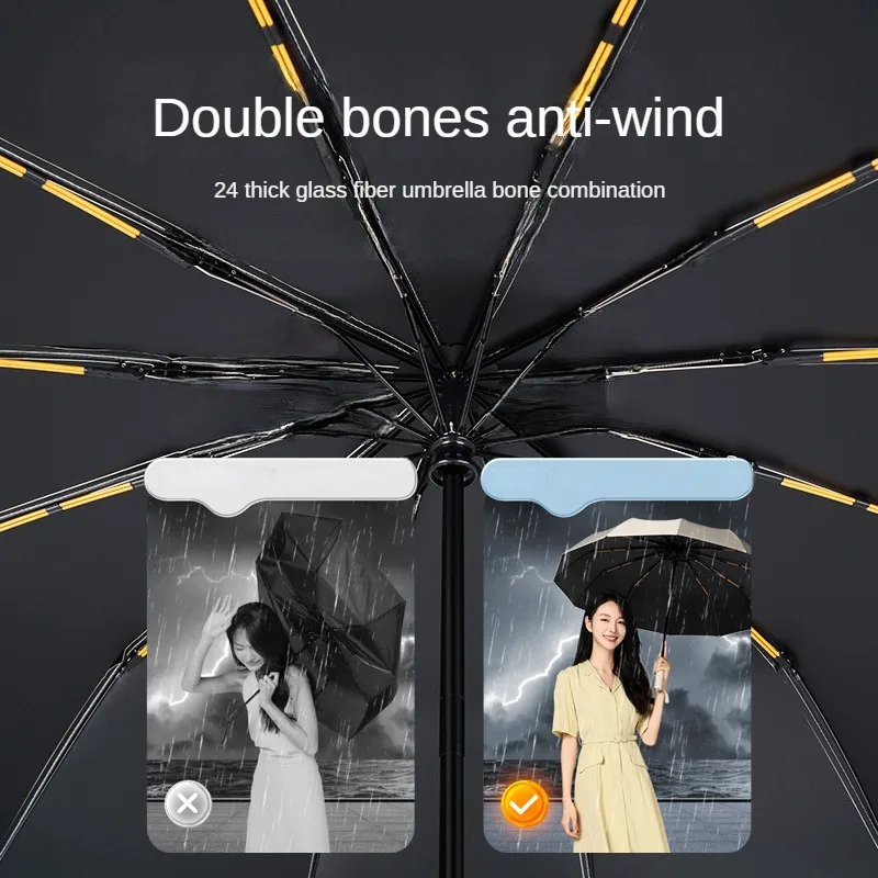 24 Bones Windproof and Sunblocking Automatic Umbrella with 24 Bones and Double Dragon Design