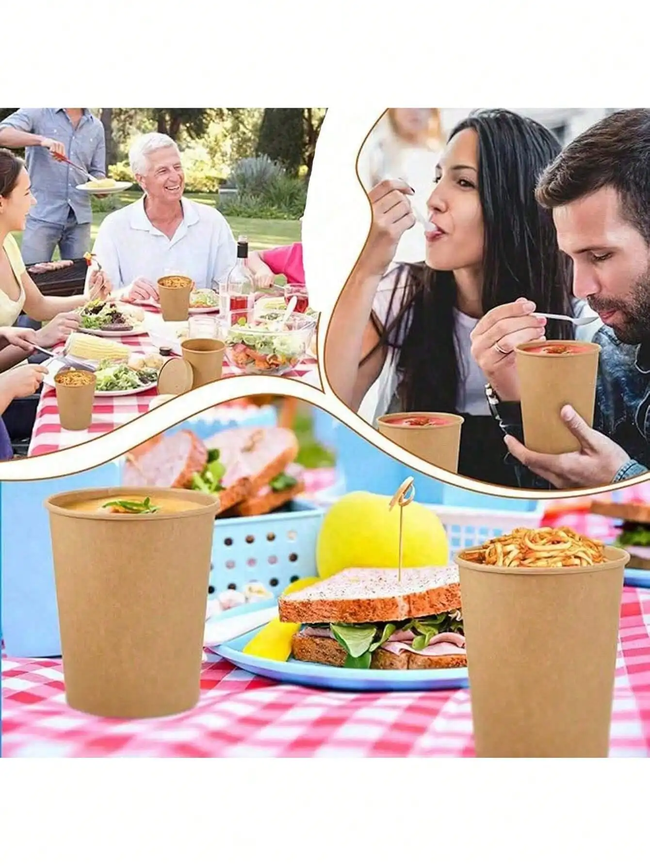 Einweg-Suppenschalen aus Kraftpapier mit Deckel – geeignet für die Aufbewahrung von Lebensmitteln und Eis – ideale Wahl für das Restaurant