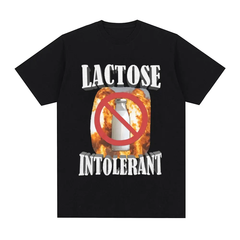 Funny Lactose Intolerant Graphic T-shirt Men's Clothing Fashion Hip Hop Vintage Short Sleeve T-shirts Cotton Tee Shirt Oversized
