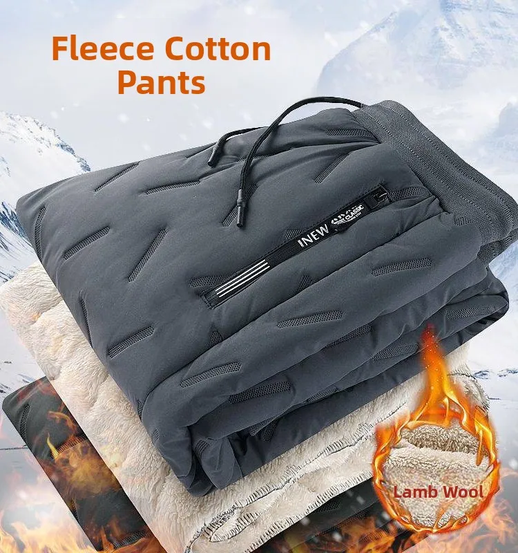 

Men's Winter Thermal Fce Lined down Cotton Pants Thi Casual Trousers Outdoor Snowy Weather Warm Soft Youth Long Trousers