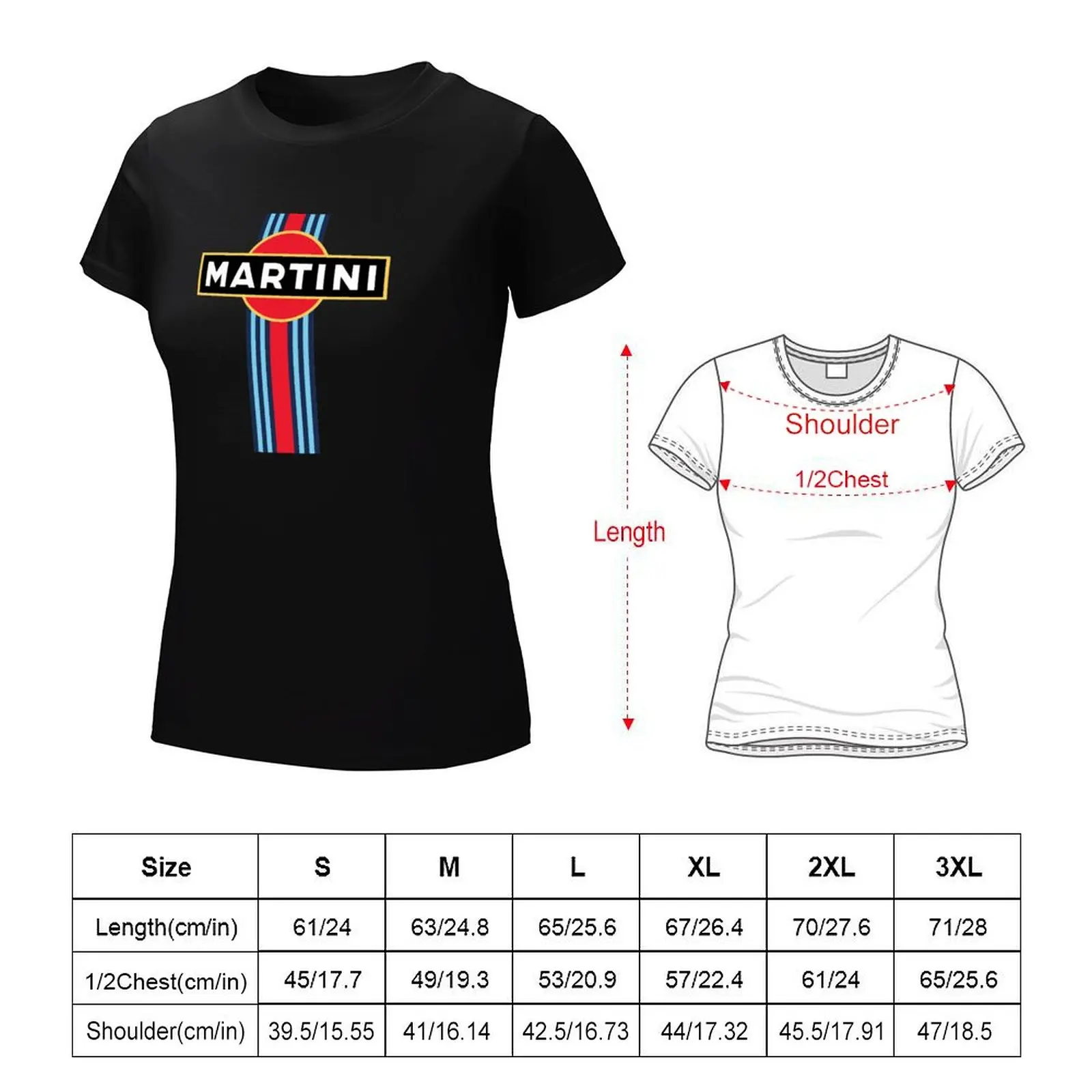 Martini Racing Stripe T-Shirt plus size tops female cute tops tops for Women