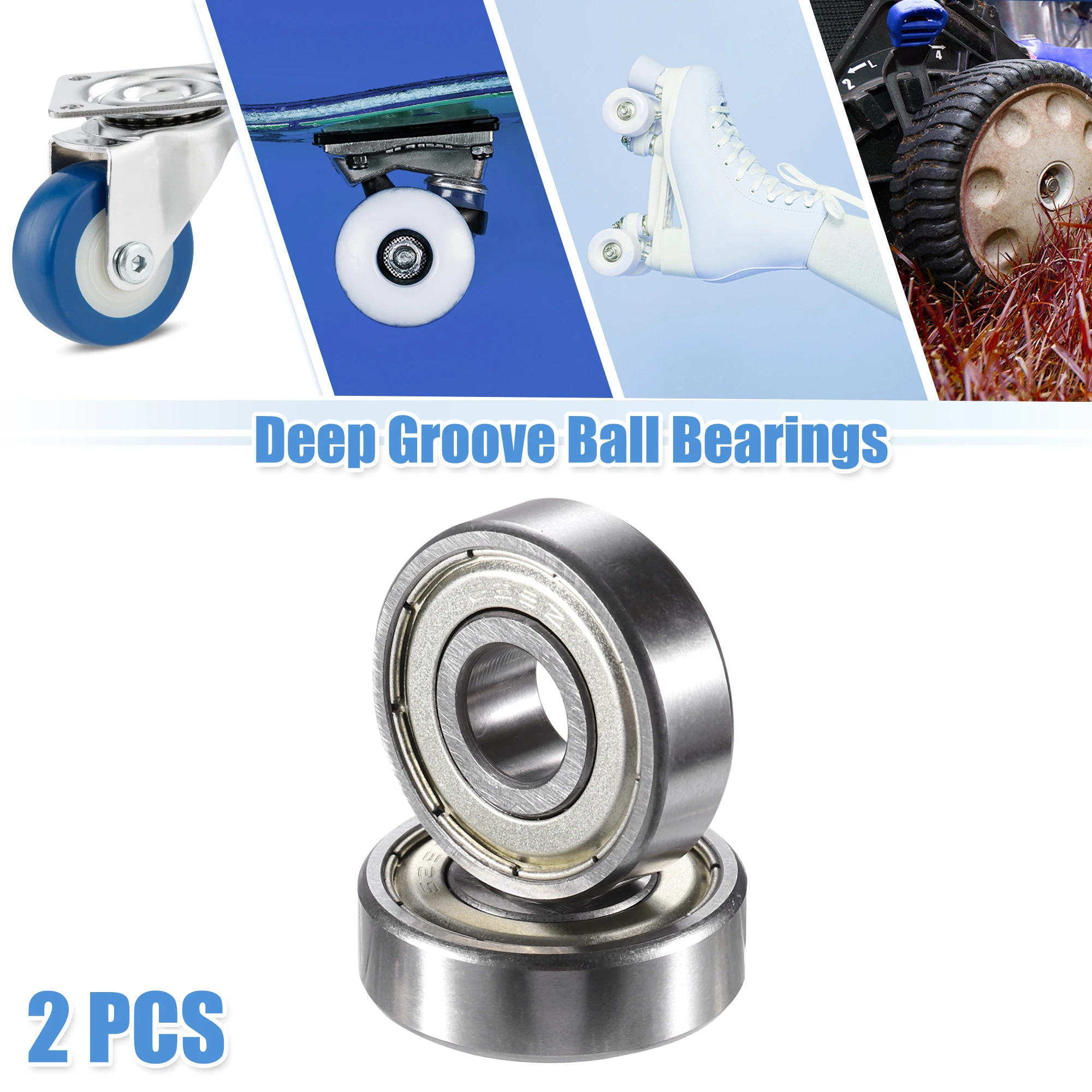 Motoforti 2 Pcs 629ZZ Bearings Double Shielded Deep Groove Ball Bearings 9x26x8mm Silver Tone