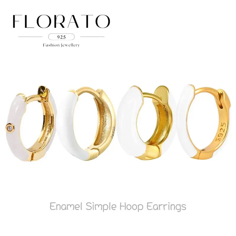 

925 Silver Needles Enamel Hoop Earrings For Women Geometric Multi-color Minimalist Perforated Ear Buckle Fashion Party Jewelry