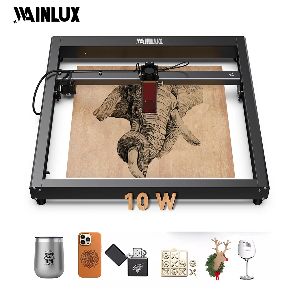 WAINLUX JL7 Laser Engraving Machine Higher Accuracy 10W Laser Output Engraver Area 400*400mm CNC For Metal/Wood/Glass et