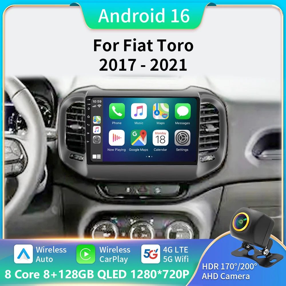 

Android 16 Car Radio For Fiat Toro 2017 2018 2019 2020 2021 Multimedia Stereo Video Player Carplay Auto GPS NAVI WIFI 5G BT DVD