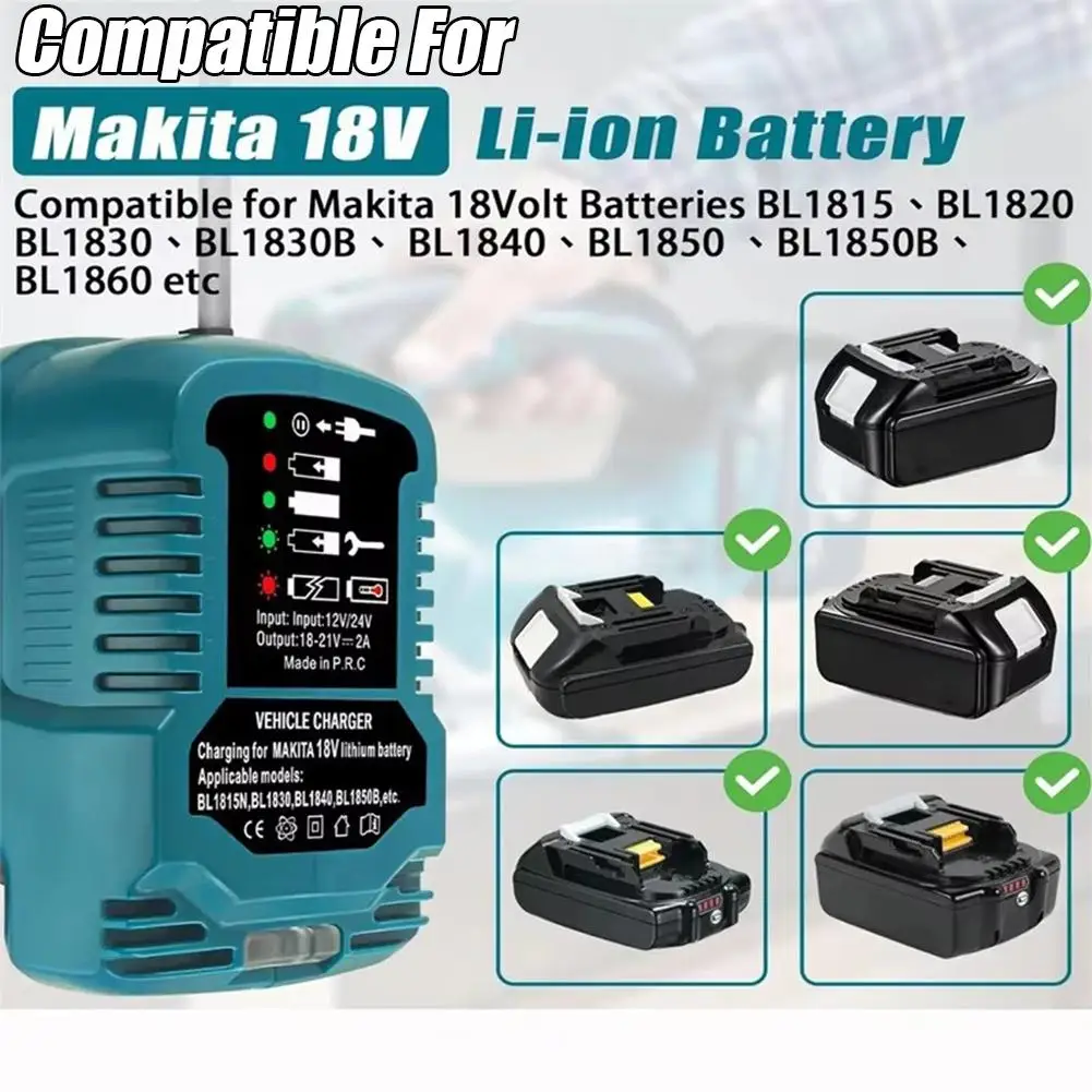 Vehicle Mini Charger For Makita Milwaukee 18V Lithium Battery With Cigarette Lighter Plug Portable Charger Use On Car