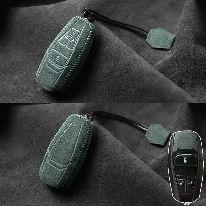 Z+ Suede Leather Car Smart Remote Key Fob Case Cover Bag Holder For Aston Martin
