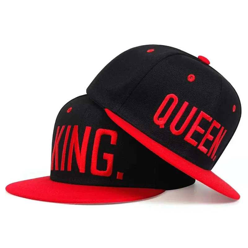 2PCS Unisex King Queen Embroidery Hip-Hop Hats Outdoor Adjustable Casual Baseball Caps Sunscreen Hat