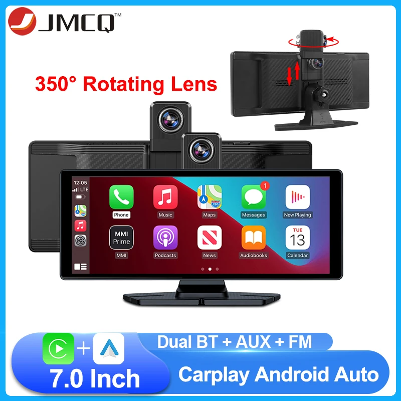 JMCQ 10.26 Inch 350°Rotating Front Camera Dash Camera 4K 3840*2160P Car DVR Wireless Carplay & Android Auto WiFi Bluetooth DVR