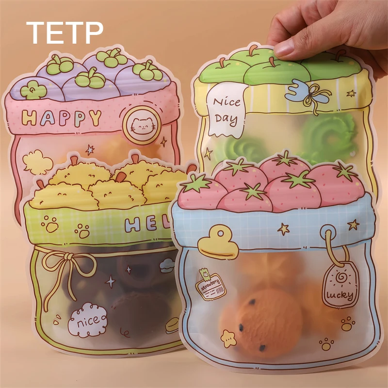 TETP 50Pcs Cartoon Shape Zipper Bags Handmade Gift Candy Chocolate Baking Snowflake Crisp Cookie Packaging Pouch Resealable