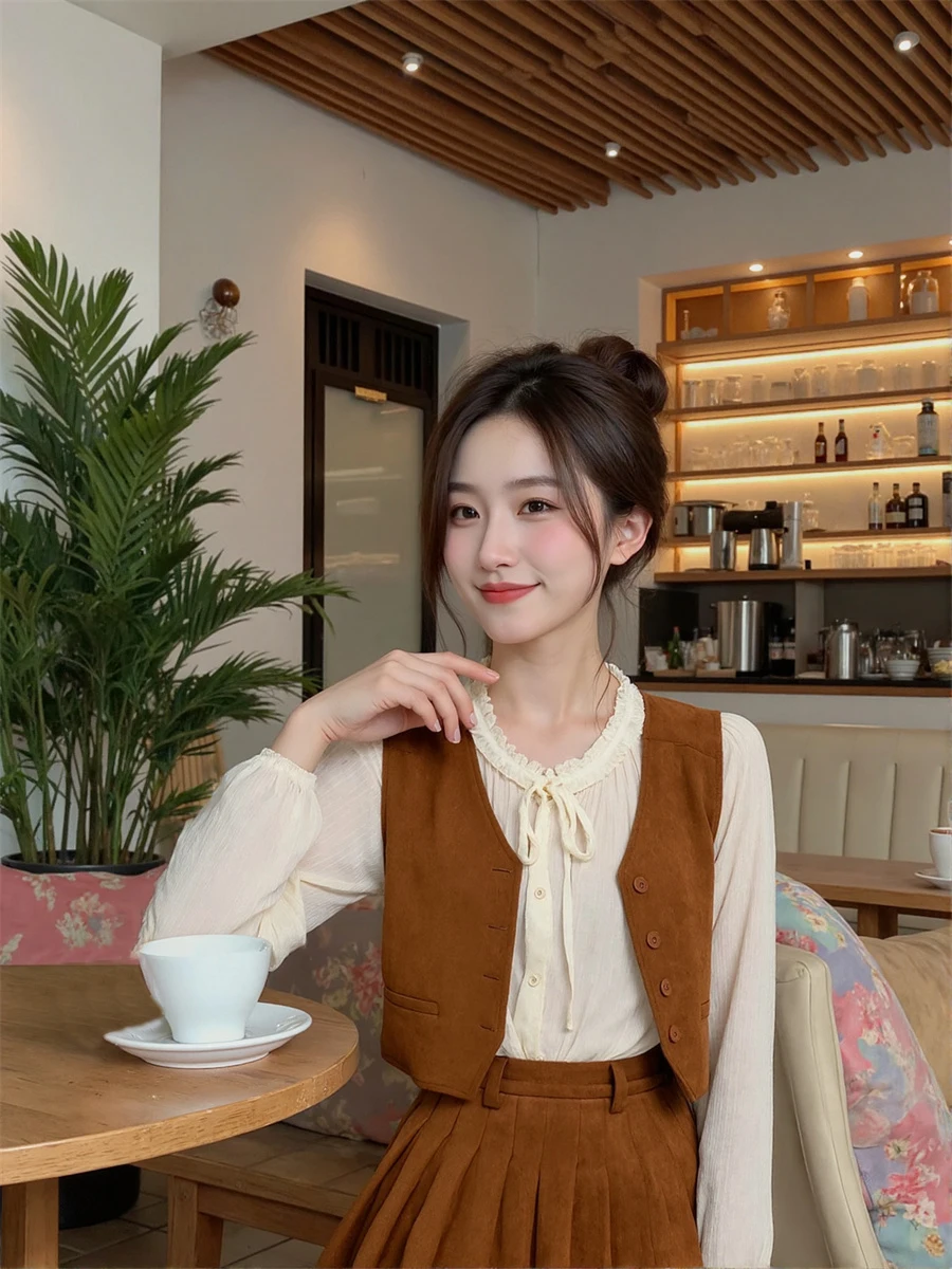 

Женские жилеты и безрукавки: зимние, корейский стиль, коричневые, с множеством карманов, осенние, толстые, в стиле Харадзюку, Кавайи, Улджанг, японские