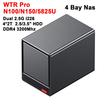 WTR PRO Intel N100 N150 Mini PC Ryzen 7 5825U with 4 Bay Nas DDR4 16GB 500GB SSD 2.5G LAN Game Computer Support 2.5/3.5 \