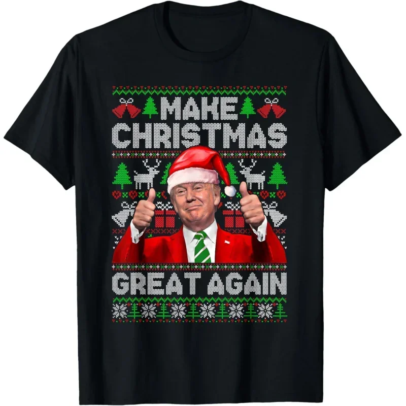 Christmas Funny Trump Xmas Snow T-Shirt Pajama Ugly Sweater Make Great Again Humorous Holiday Clothes Men's Fashion Saying Tee