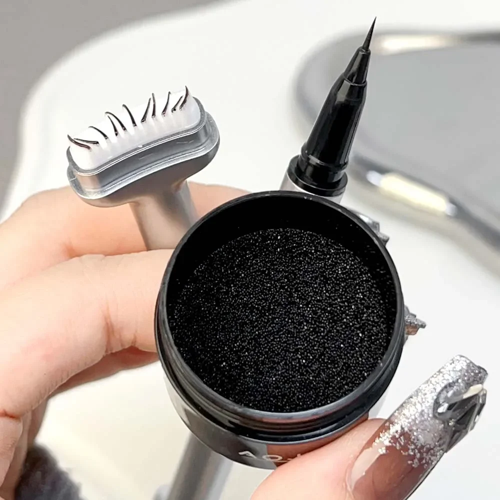 2 in 1 timbro inferiore ciglia Eyeliner liquido impermeabile veloce asciutto naturale simulato timbro ciglia con Set adesivo