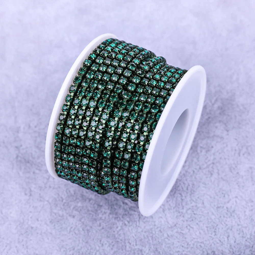 Kristall 10-Yard-Strassbesatz, Stein, Tassenkette, Gold, Diamant, Strass, dekorative Applikation, Kristallbesätze für Kleider