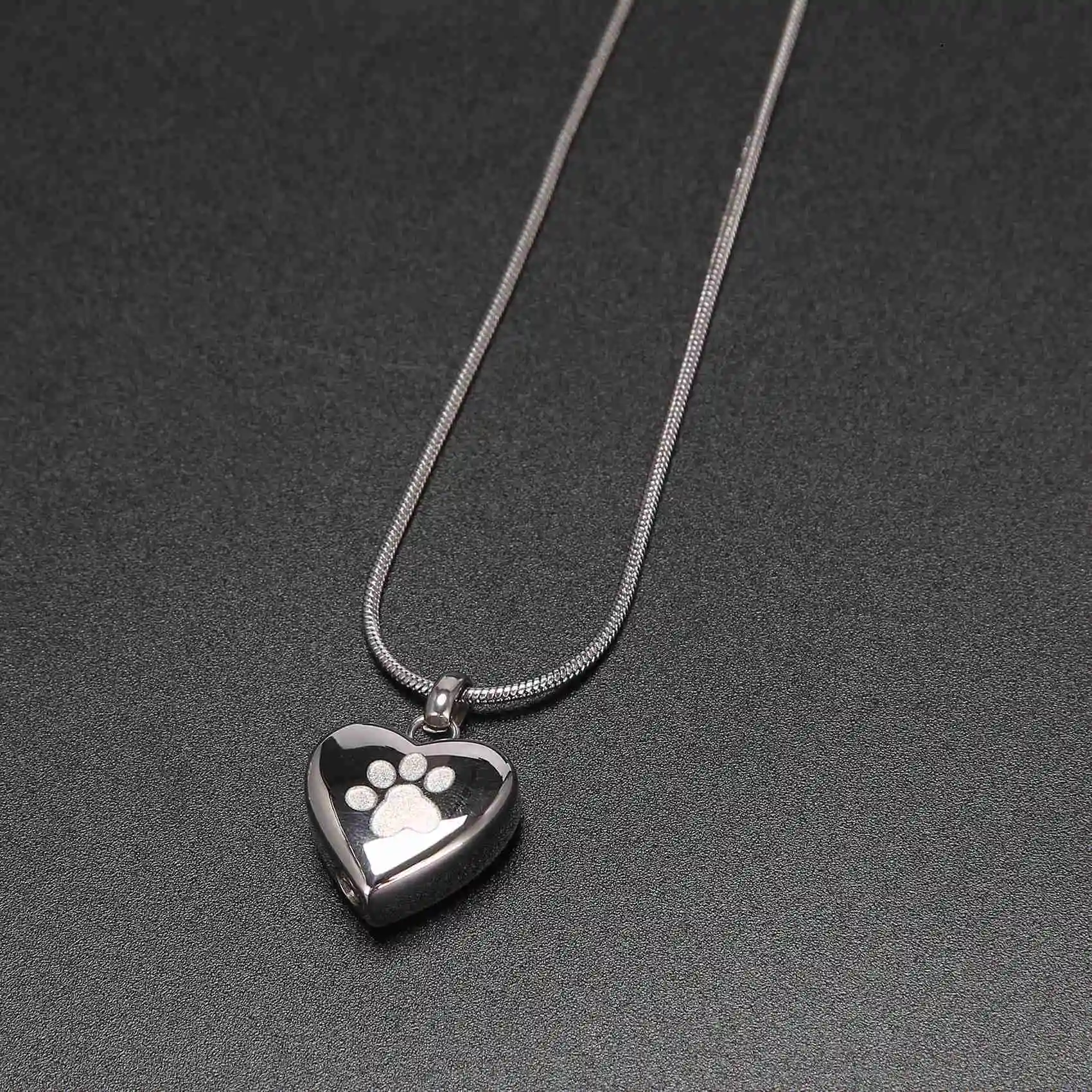 Learned- 2X Cremation Jewelry for Ashes Pendant Print Pet Heart Urn Necklace Memorial Keepsake Jewelry for Pet/Dog's/Cat's Ashes