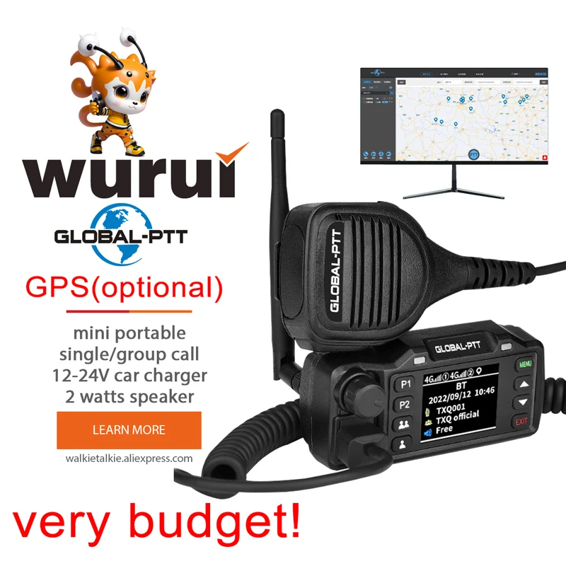 

global-ptt global car walkie talkie Wurui V1 POC mobile radio commutator radios long range profesional Two-way radio internet