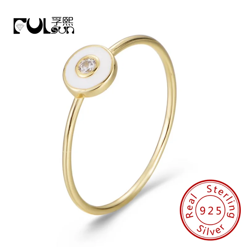 

Fashion Multi-color Simple Round Enamel Rings Cubic Zirconia 925 sterling Silver ring Gold Jewelry