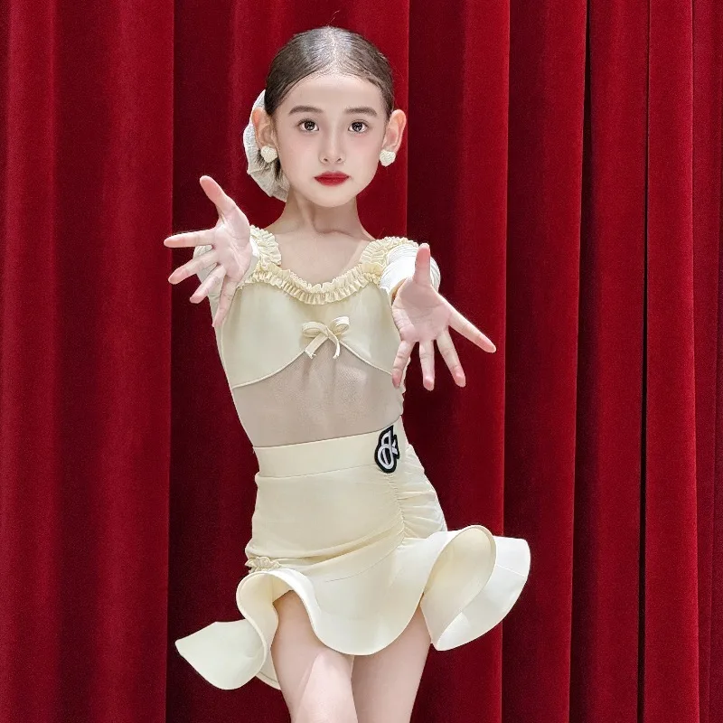 Autumn Winter New Arrival Girls High-End Latin Dance Outfit Practice Performance Competition Costume Stage Performance