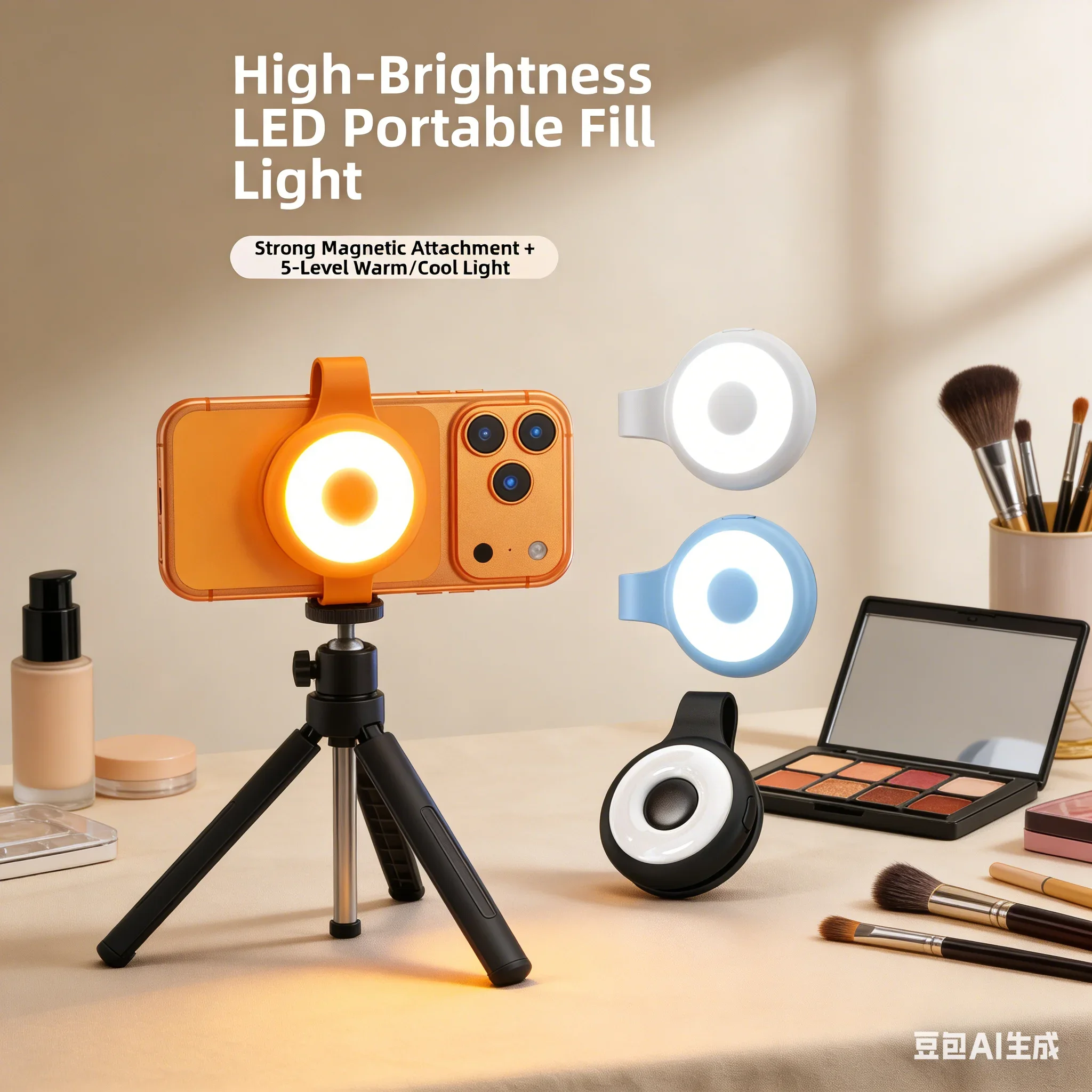

USB Rechargeable Phone Fill Light 5 Modes Magnetic Clip Light For Outdoor Sports & Night Use Selfie Assistant Camera Soft Light
