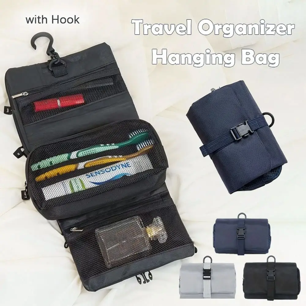 

Складная сумка для туалетных принадлежностей с крючком, многофункциональная косметичка 3-в-1, водонепроницаемая съемная дорожная сумка для стирки в ванной комнате