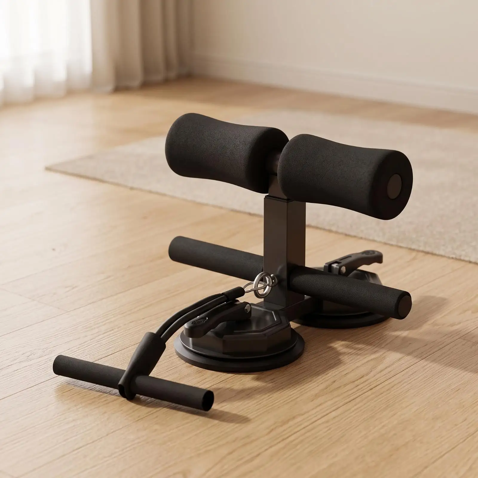 Core Strengthening Sit Up Bar with Padded Ankle Support for Home Gym Abdominal Training Aid
