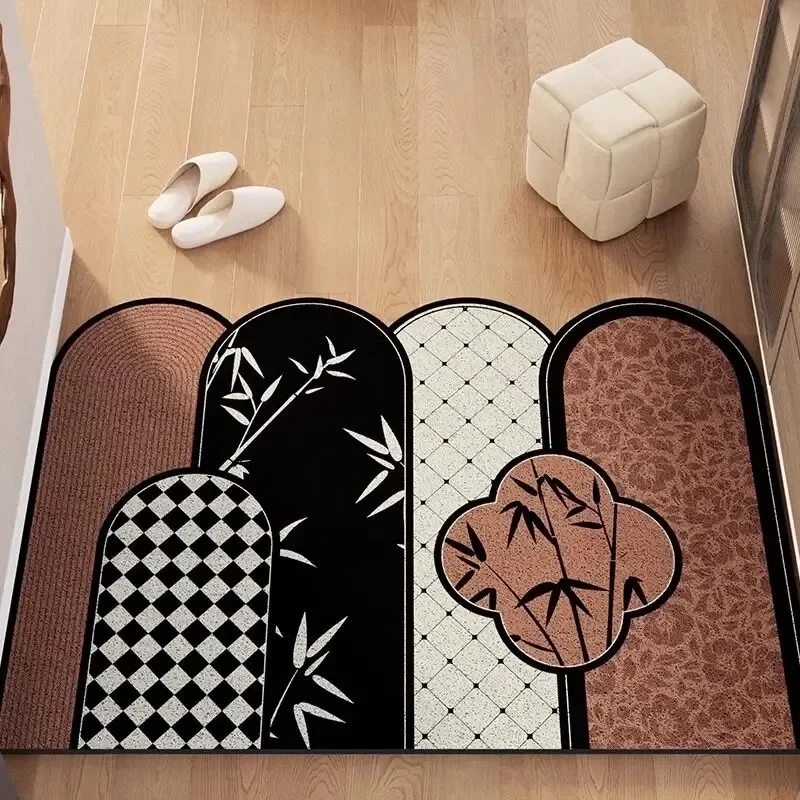 Floral Wire Loop Doormat Cuttable Entrance Door Mat Waterproof Non Slip Wear Resistant Entryway Rug Anti-dirt Front Door Mats