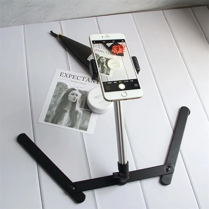 Foldable Desktop Overhead Tripod for Smartphone Bracket Arm With Phone Holder Photography Table Stand Live Photo Video Shooting