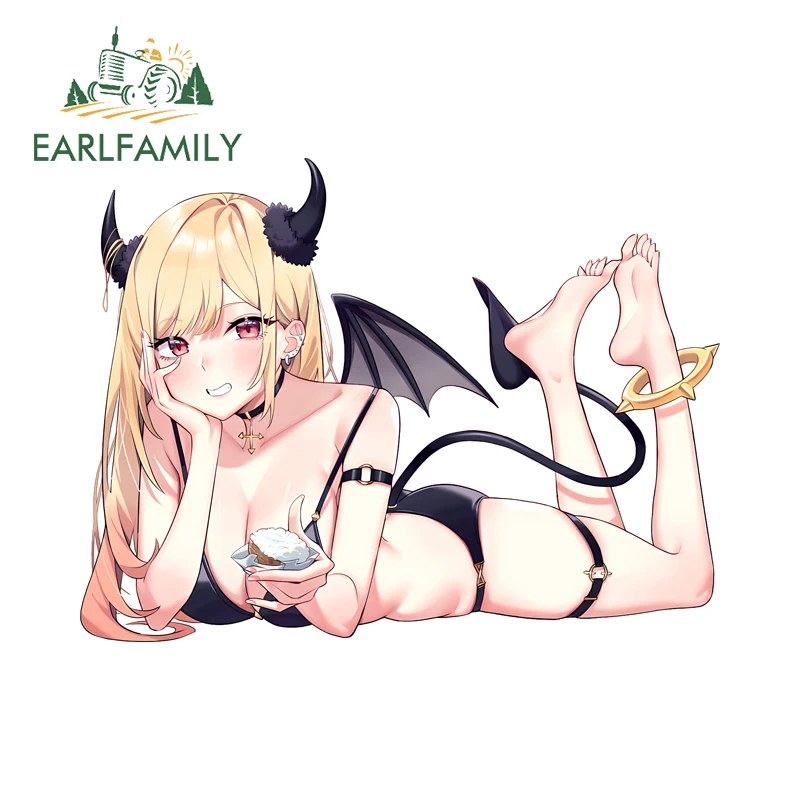 

EARLFAMILY Sexy Demon Girl Kitagawa Marin Car Stickers Fashionable Anime Trunk Decals Great ATV Racing Body Scratch-Proof