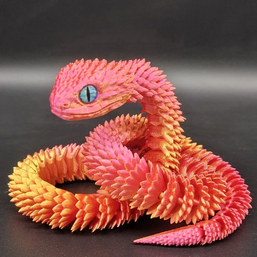 2025 New Year Gifts Crafts 3D Printed Snake Movable Joint Simulation Snake Figurine Creative Home Office Desktop Ornament Crafts