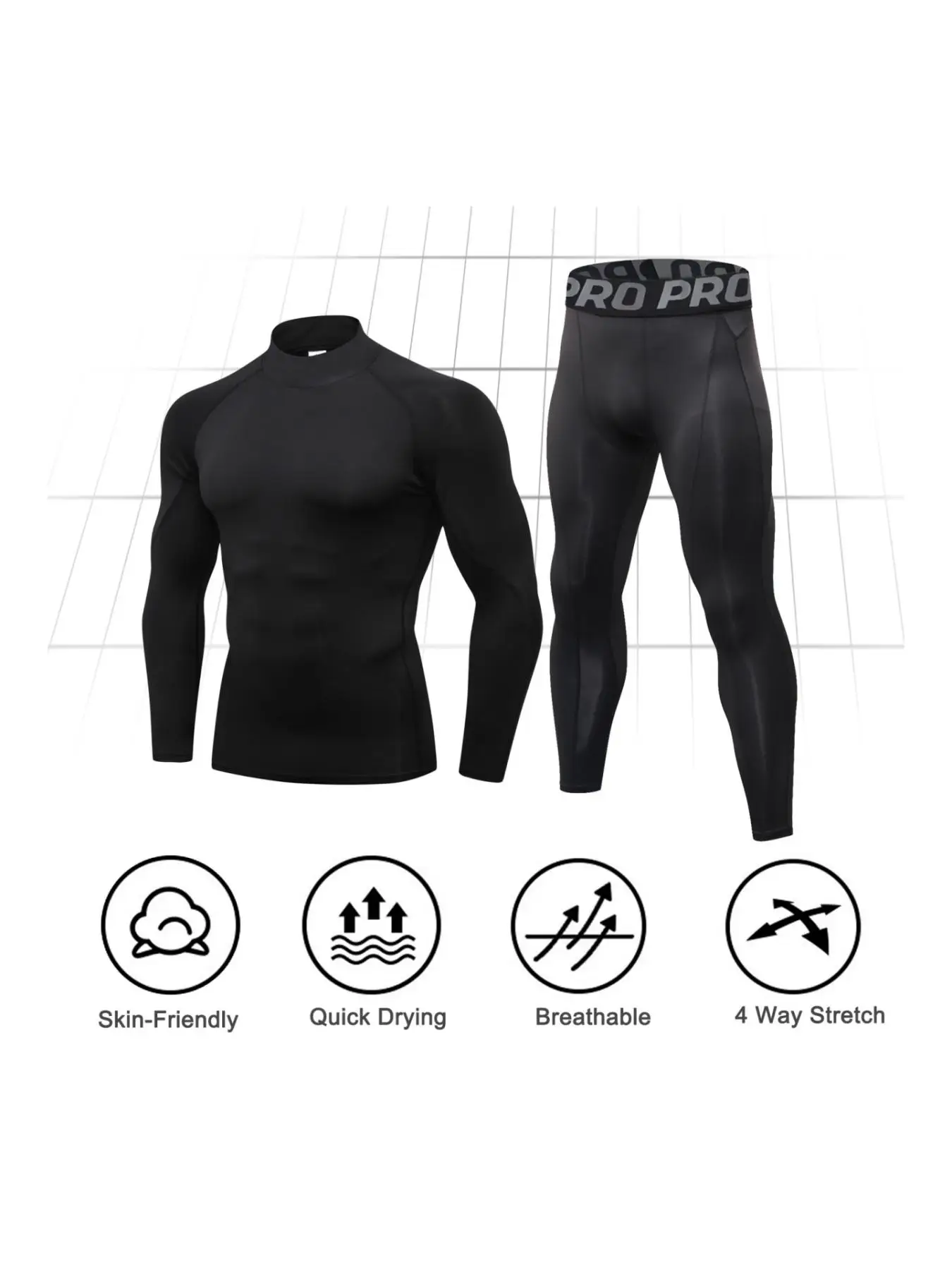 Men Compression Running Set Quick Dry Gym Sport Sweatsuit Man Long Sleeve Jogging Training Suit Fitness Tracksuit Gym Clothing