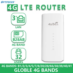 OPTFOCUS Modem 4G LTE 300Mbps 3 LAN Wifi SIM Card 4G gsm Modem Wi Fi Roteador LTE CPE z VPN B28 Obsługiwany dla Ameryki Europa