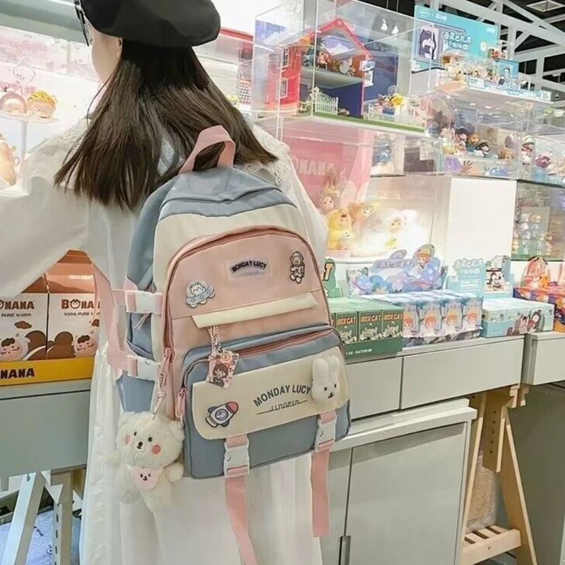 Elegante borsa da scuola in nylon Zaini casual per laptop Zaino da scuola per studenti adolescenti delle scuole medie