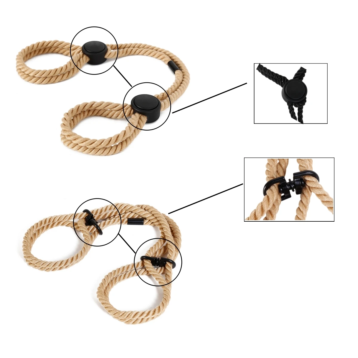 Braccialetti e Cavigliere Multifunzionali in Corda di Cotone Nero e Rosso per Feste, Cosplay e Oggetti di Scena, Accessorio Regolabile