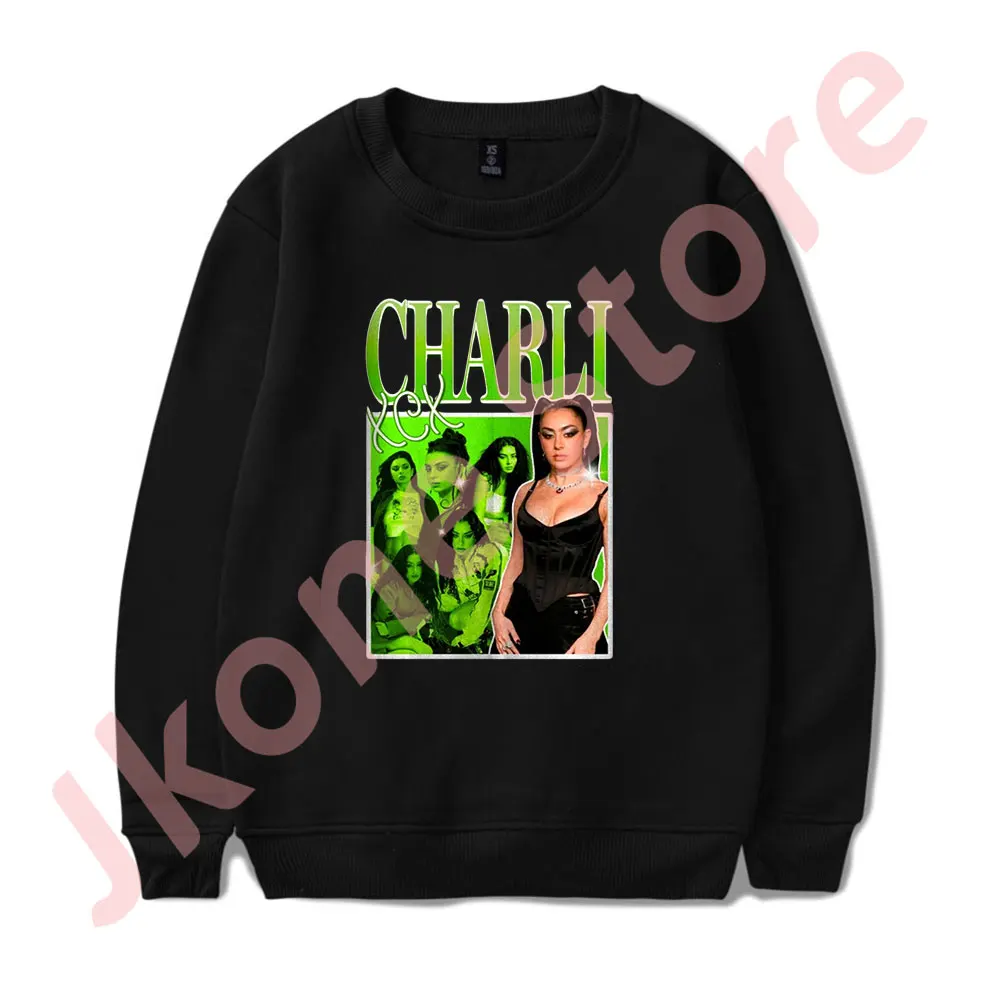 

Charli XCX Vintage 90's Crewneck Sweatshirts 2024 Brat Tour Logo Merch Cosplay Women Men Fashion HipHop Long Sleeve