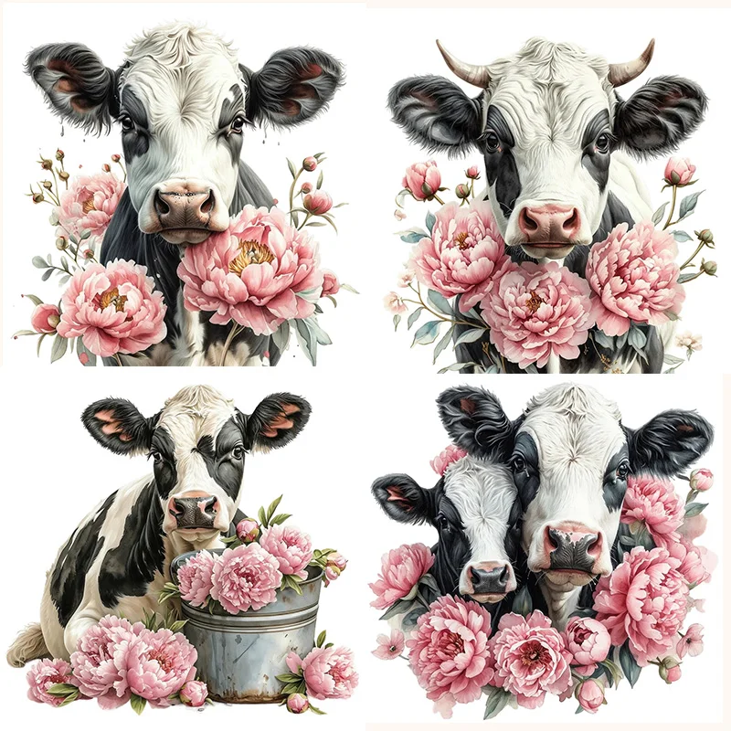 

Cows and Flowers Wall Stickers, Toilet Seat Stickers, Bedroom Entrance Living Room Porch Home Decoration Wall Stickers