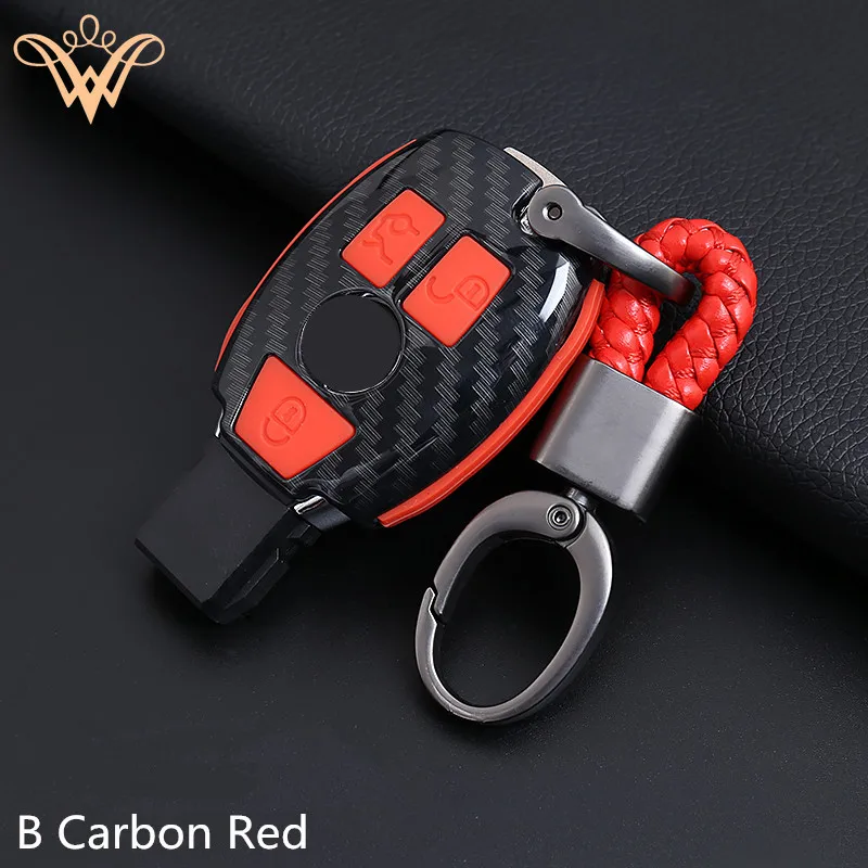 

PVC Carbon Fiber Silicone Key Case Cover For Mercedes Benz A180 A200 A260 For Benz W203 W210 W211 AMG W204 C E S CLS CLK