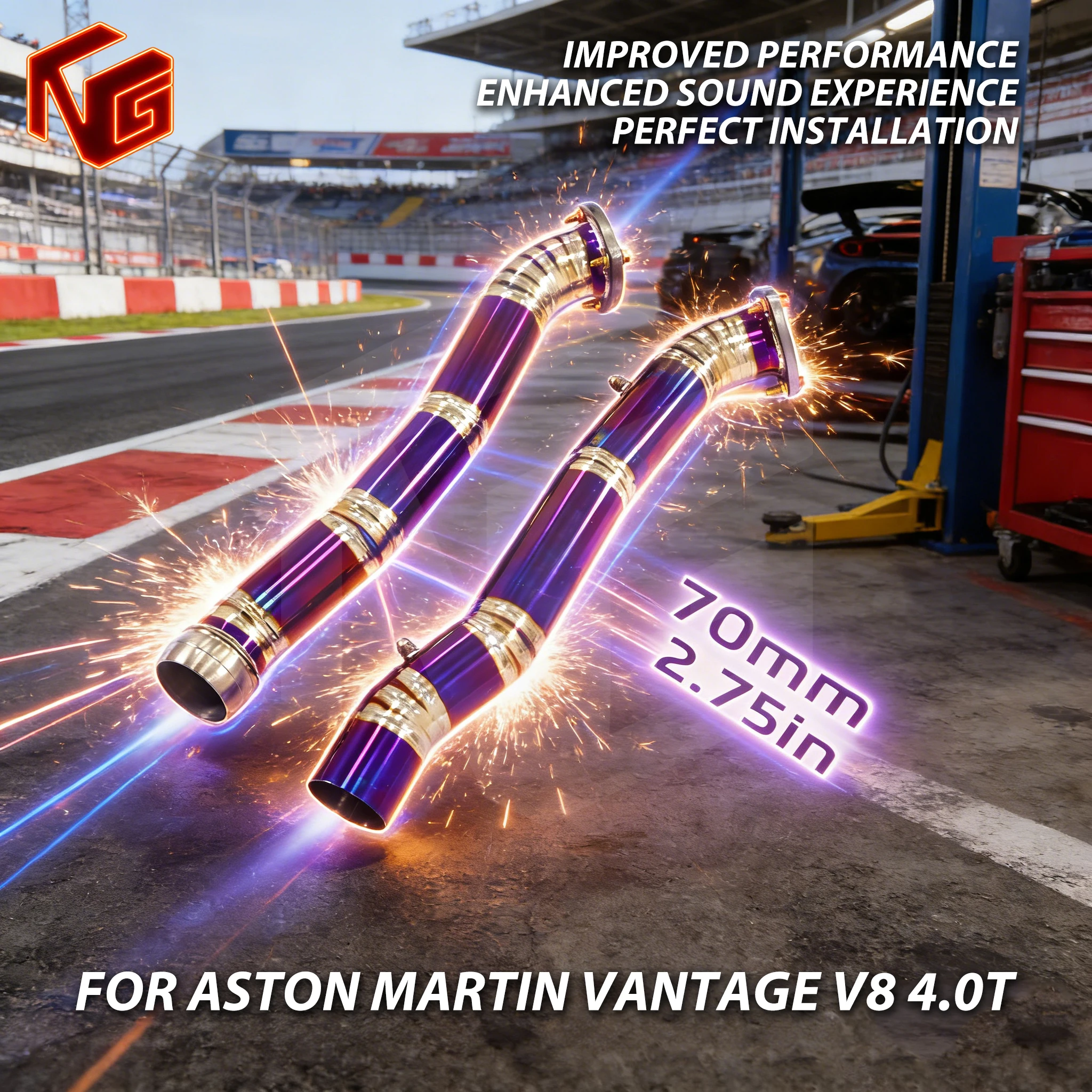 

ING Titanium alloy Direct Front Pipe for Aston Martin Vantage V8 4.0T High Flow Pipe Modified car Accessory Exhaust System