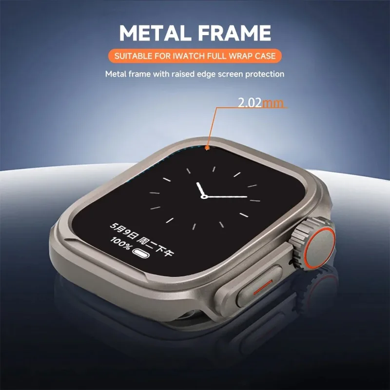 حافظة معدنية لساعة أبل 42 مللي متر 44 45 46 مللي متر حامي غطاء معدني إطار ممتص للصدمات لساعة IWatch Series11 10 9 8 7 6 5 Ultra 3/2/1 49 مللي متر