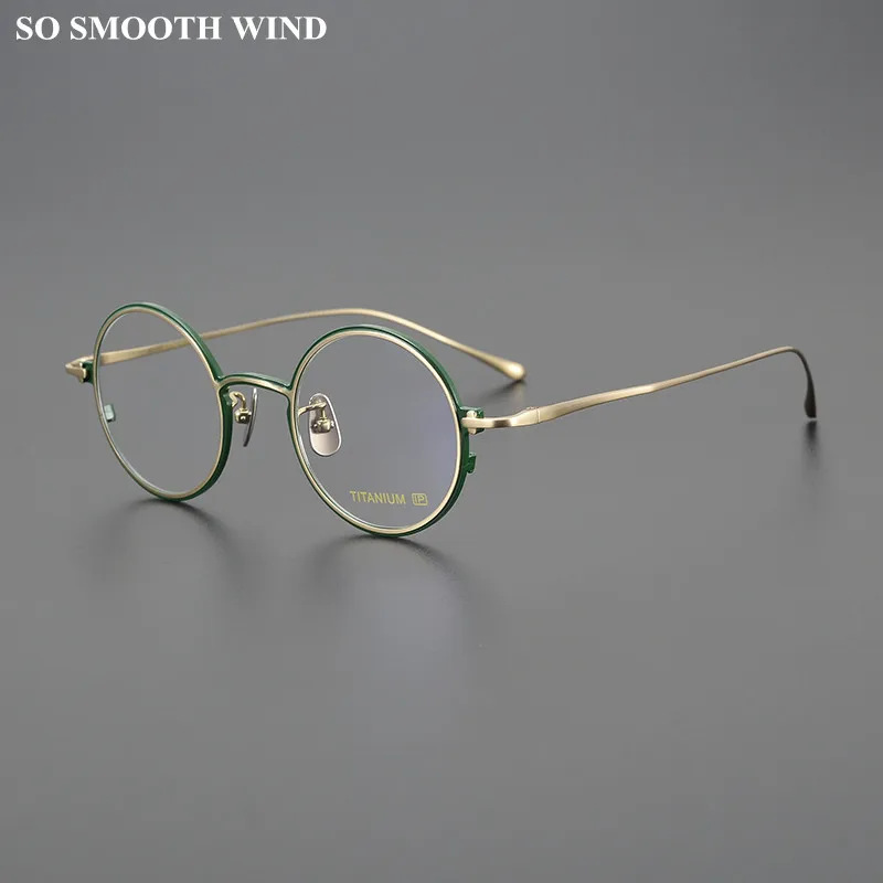 Japanese Brand Pure Titanium Glasses Frame Men Women Retro Round Spectacles Eyeglasses Myopia Optical Prescription Read Eyewear